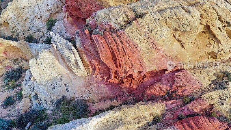 玫瑰色条纹通过砂岩地层在惠特尼坦克，金Butte NM，内华达州